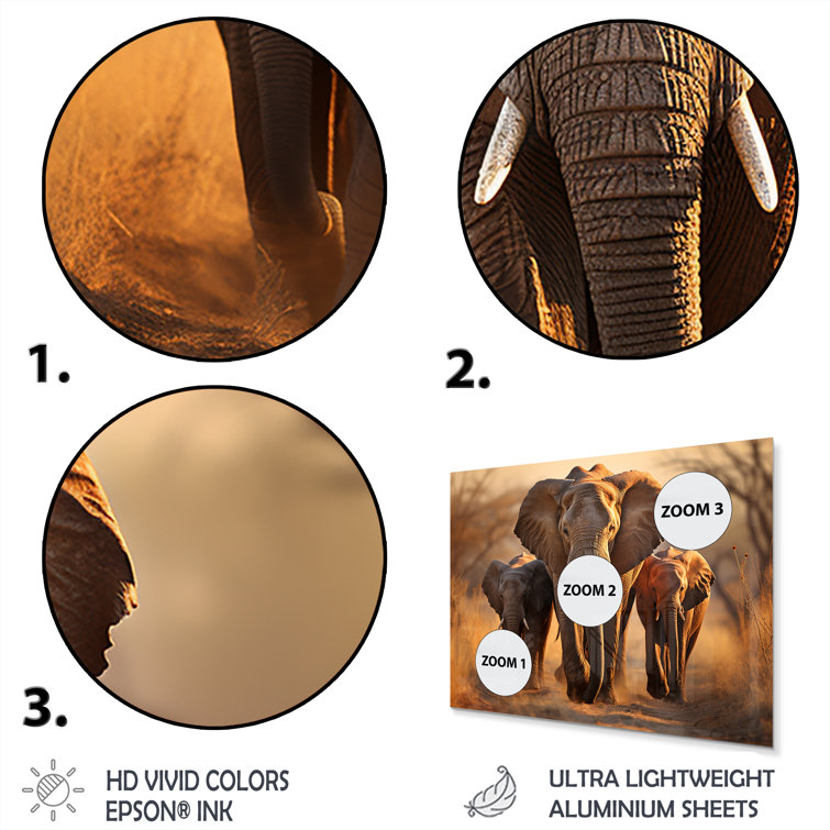 DesignArt Africa Elephants Family Bond Animals Metal Wall Decor Set